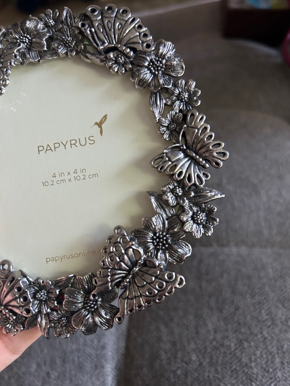Papyrus Silver Floral & Butterfly Round Frame - Silver Accent - Picture 2 of 7